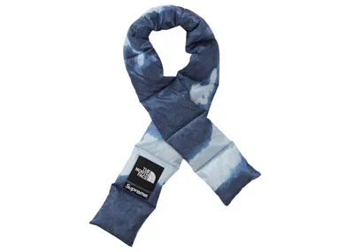 Pre-owned Supreme The North Face Bleached Denim Print 700fill Down Scarf In Indigo