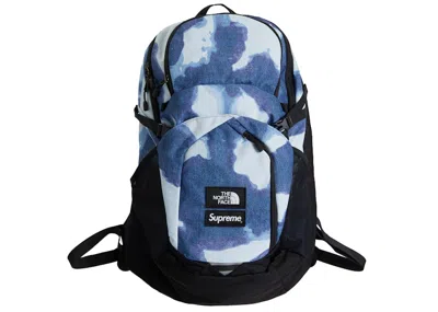 Pre-owned Supreme The North Face Bleached Denim Print Pocono Backpack In Indigo