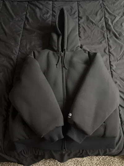 Pre-owned Supreme /the North Face Down Zip Up Hooded Sweatshirt In Black