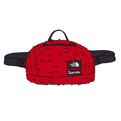 Pre-owned Supreme The North Face Faux Fur Waist Bag In Red