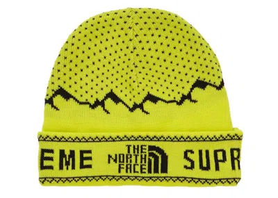 Pre-owned Supreme The North Face Fold Beanie In Sulphur