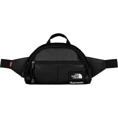 Pre-owned Supreme The North Face Leather Roo Ii Lumbar Pack In Black
