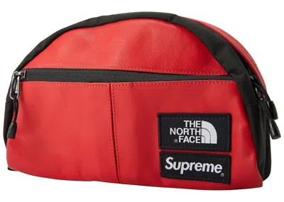 Pre-owned Supreme The North Face Leather Roo Ii Lumbar Pack In Red