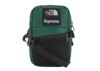 Pre-owned Supreme The North Face Leather Shoulder Bag In Dark Green
