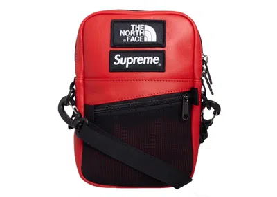Pre-owned Supreme The North Face Leather Shoulder Bag In Red