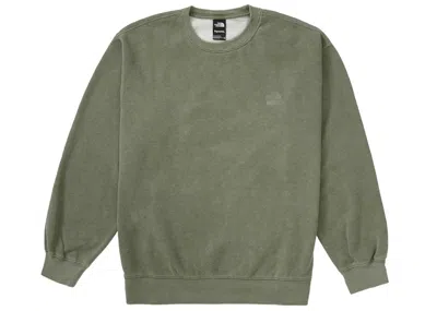 Pre-owned Supreme The North Face Pigment Printed Crewneck Sweatshirt In Olive