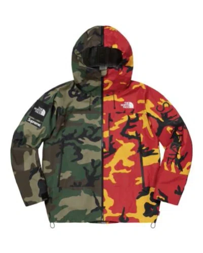 Pre-owned Supreme The North Face Split Shell Jacket Woodland Camo Size Xl In Multicolor