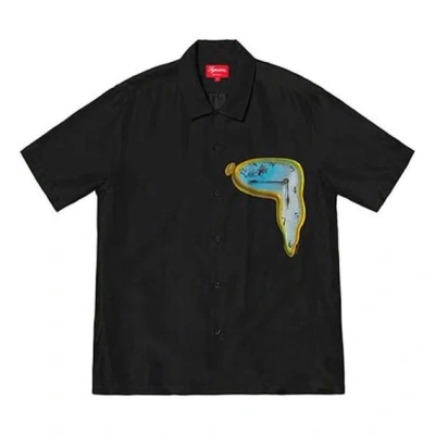 Supreme The Persistence Of Memory Silk S/s Shirt 'black Blue' In Multi