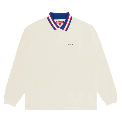 Pre-owned Supreme Thermal Long-sleeve Polo 'natural' In Cream
