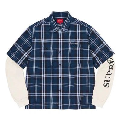 Supreme Thermal Work Shirt 'navy White' In Multi