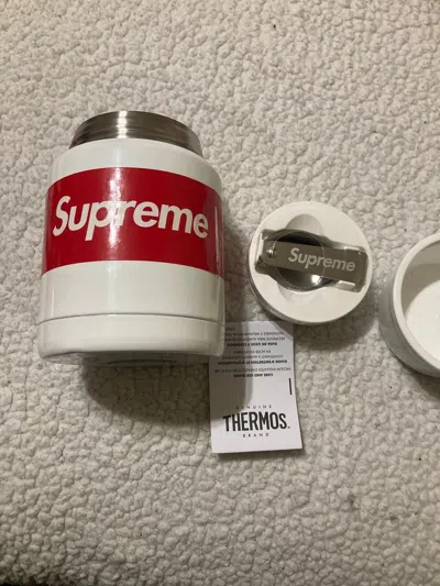 Pre-owned Supreme Thermos Stainless King Food Jar & Spoon In White