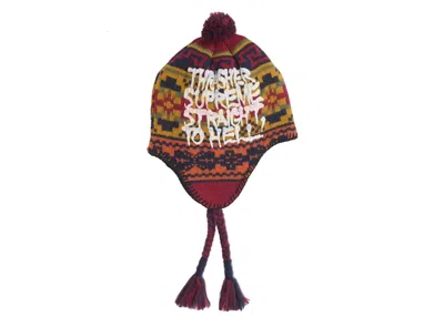 Pre-owned Supreme Thrasher Earflap Beanie In Red