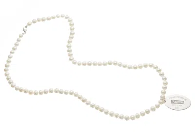 Pre-owned Supreme Tiffany & Co. Return To Tiffany Oval Tag Pearl Necklace In Silver