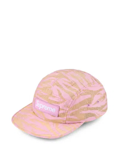 Supreme 타이거 카모 립스톱 캡 모자 In Pink