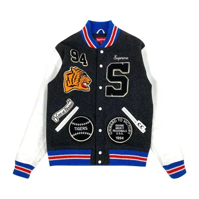 Pre-owned Supreme Tiger Varsity Jacket 'black/blue' | Men's Size S