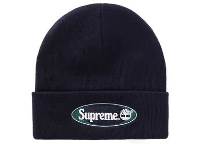 Pre-owned Supreme Timberland Beanie In Navy Blue
