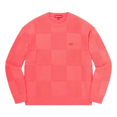 Pre-owned Supreme Tonal Checkerboard Small Box Sweater 'coral' In Orange
