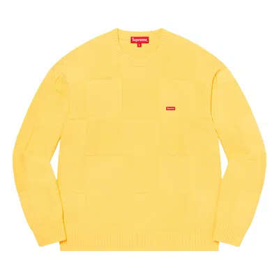 Pre-owned Supreme Tonal Checkerboard Small Box Sweater 'yellow'
