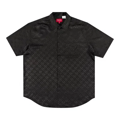 Pre-owned Supreme Tonal Monogram Silk Short-sleeve Shirt 'black' | Men's Size Xl