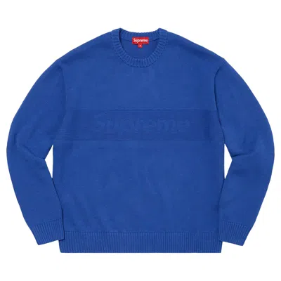 Pre-owned Supreme Tonal Paneled Sweater 'royal' | Blue | Men's Size L