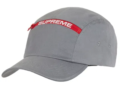Pre-owned Supreme Top Zip Camp Cap In Grey