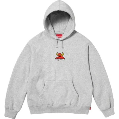 Pre-owned Supreme Toy Machine Hoodie In Hand, Ships Asap In Gray