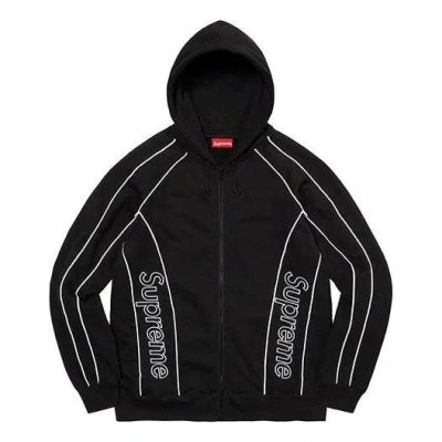 Supreme Track Paneled Zip Up Hooded Sweatshirt 'black White'