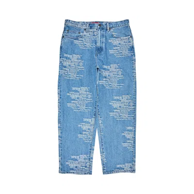 Pre-owned Supreme Trademark Jacquard Baggy Jean 'washed Blue'