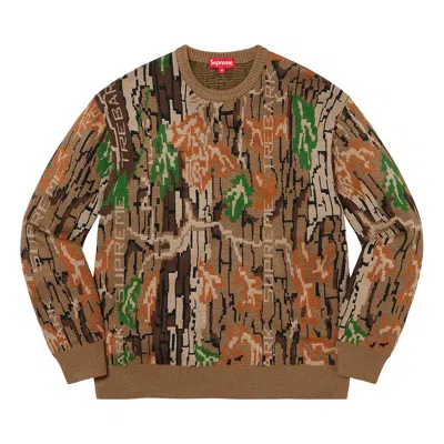 Pre-owned Supreme Trebark Camo Sweater 'brown' | Men's Size L