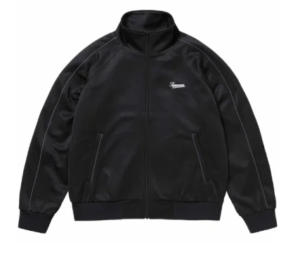 Pre-owned Supreme Tricot Track Jacket Black Size Medium Classic Logo Poly Full Zip