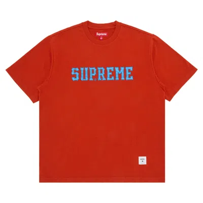 Pre-owned Supreme Twill Appliqué Short-sleeve Top 'orange' | Men's Size M