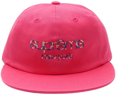 Pre-owned Supreme Twill Classic Logo 6 Panel Cap In Pink