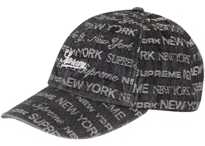 Pre-owned Supreme Type Jacquard Denim 6panel In Black