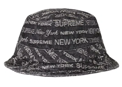 Pre-owned Supreme Type Jacquard Denim Crusher Hat In Black