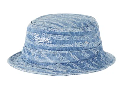 Pre-owned Supreme Type Jacquard Denim Crusher Hat In Blue