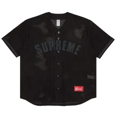 Pre-owned Supreme Ultrasuede Mesh Baseball Jersey 'black'