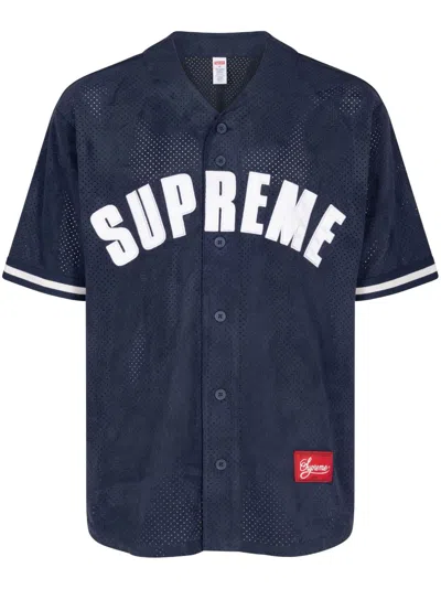 Supreme Ultrasuede Mesh Baseball Jersey In Blue