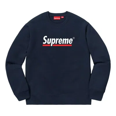 Supreme Underline Crewneck 'navy White' In Blue