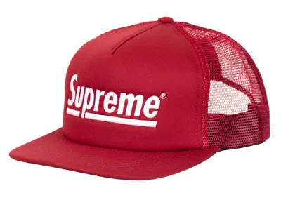 Pre-owned Supreme Underline Mesh Back 5panel In Cardinal