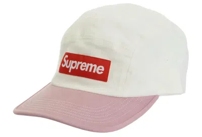 Supreme Unisex Two-tone Twill Camp Cap In White/pink In Neutral