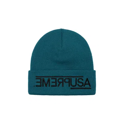 Pre-owned Supreme Usa Beanie 'work Teal'