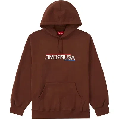 Pre-owned Supreme Usa Hooded Sweatshirt Dark Brown