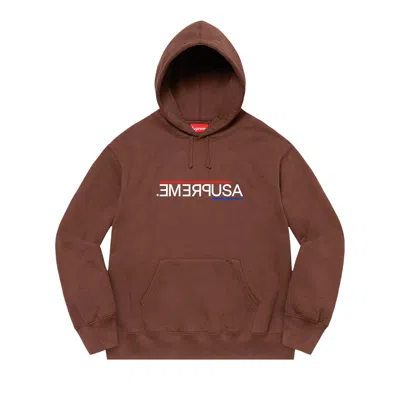 Pre-owned Supreme Usa Hooded Sweatshirt 'dark Brown'