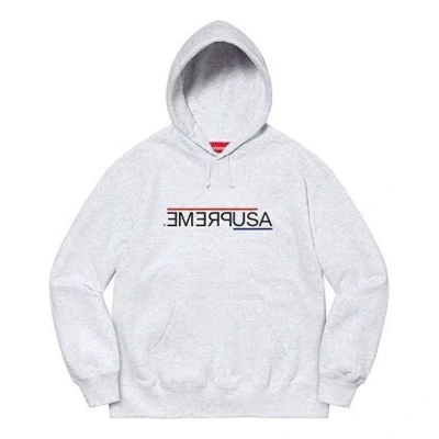 Supreme Usa Hooded Sweatshirt 'grey Black' In Gray