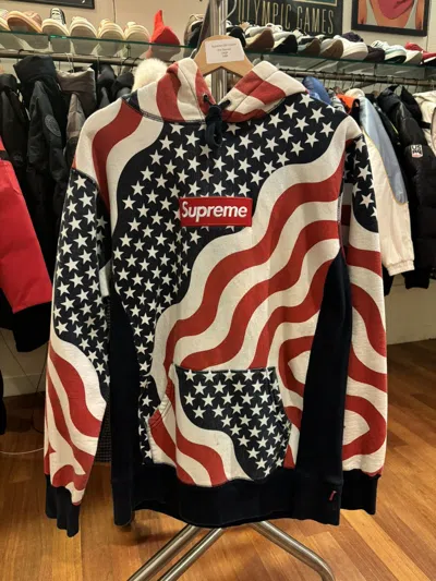 Pre-owned Supreme Usa Hoodie In Blue/white/red
