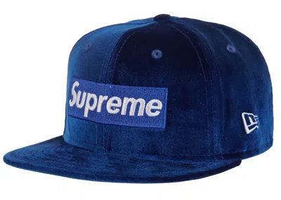 Pre-owned Supreme Velour Box Logo New Era In Navy Blue