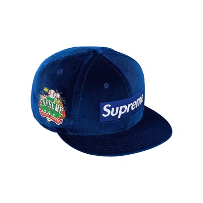 Pre-owned Supreme Velour Box Logo New Era 'navy' | Blue | Men's Size 7.125