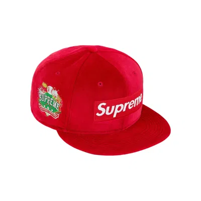 Pre-owned Supreme Velour Box Logo New Era 'red' | Men's Size 7.125