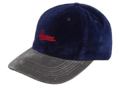 Pre-owned Supreme Velvet 2tone 6panel In Navy Blue