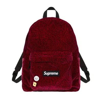 Pre-owned Supreme Velvet Backpack Red Leopard
